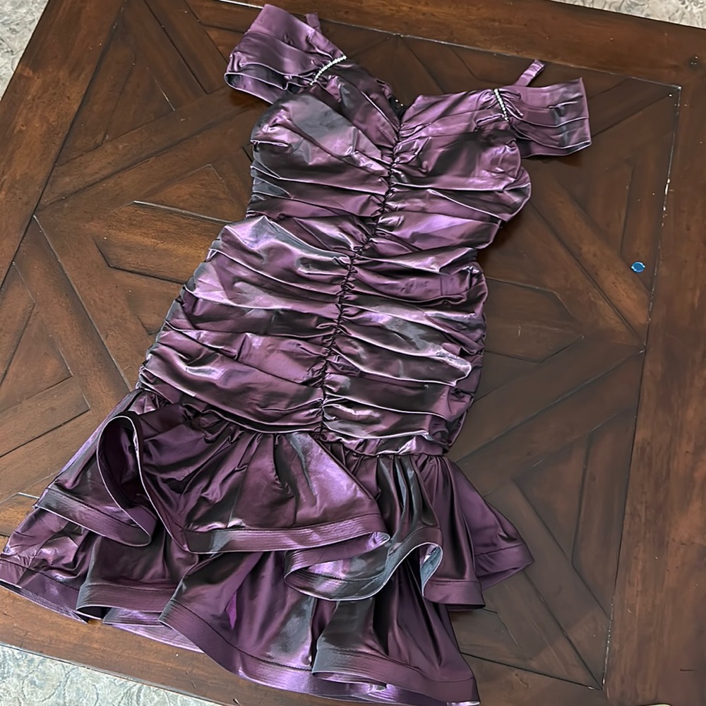 Elegant Purple Off-Shoulder Dress